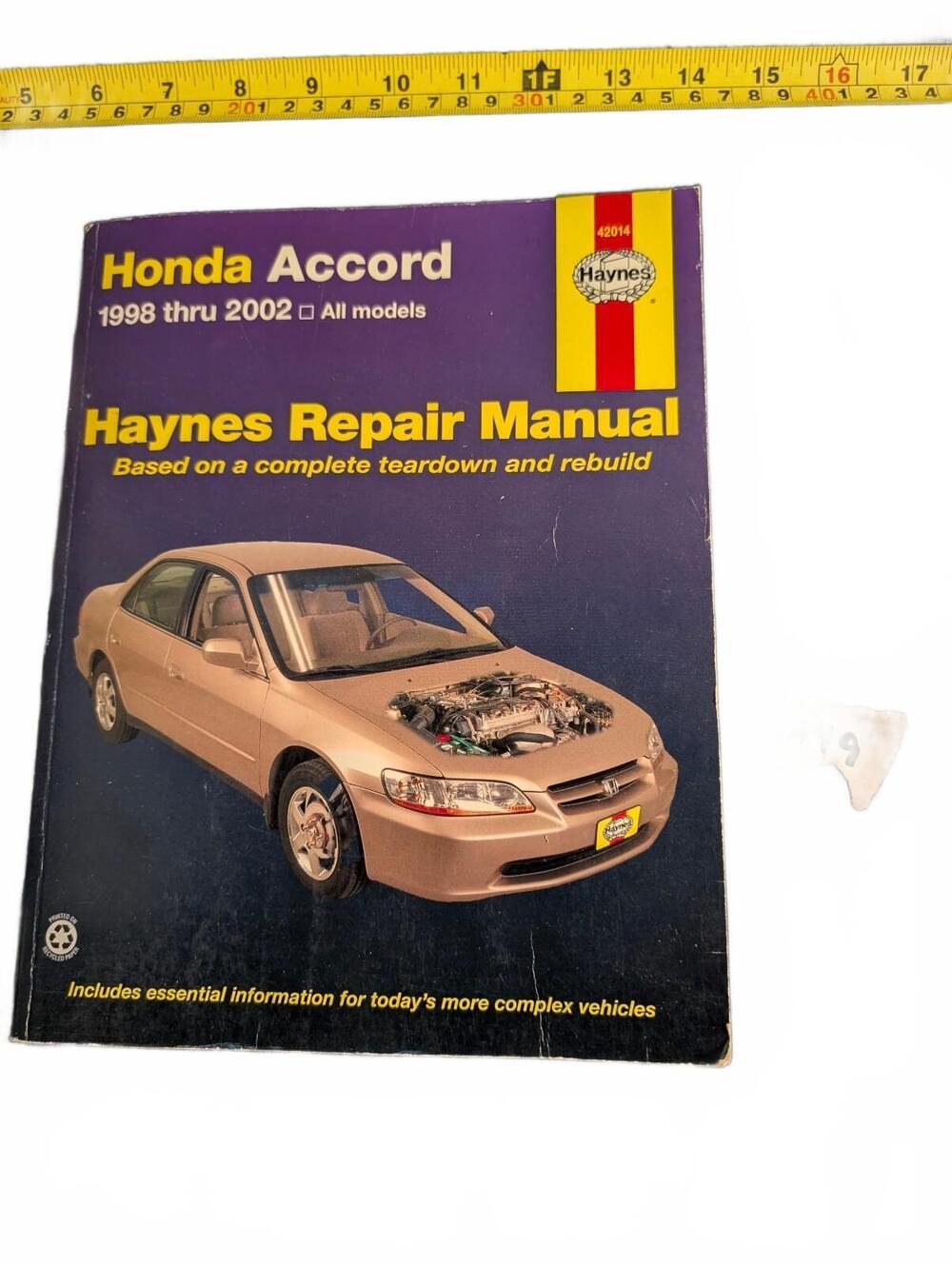 Haynes Repair Manual | Honda Accord 1998-2002 Shop Service Book 42014